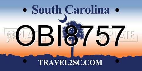 OBI8757 South Carolina License Plate
