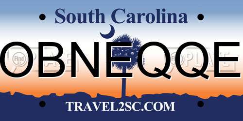 OBNEQQE South Carolina License Plate