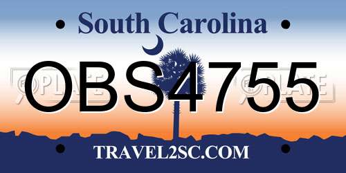 OBS4755 South Carolina License Plate