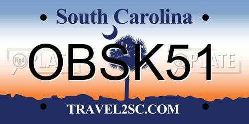 OBSK51 South Carolina License Plate