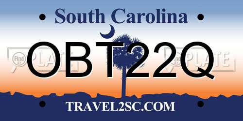 OBT22Q South Carolina License Plate