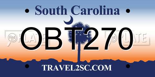 OBT270 South Carolina License Plate