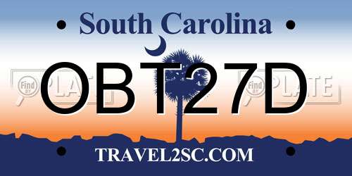 OBT27D South Carolina License Plate