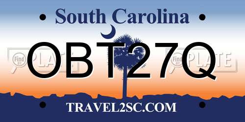OBT27Q South Carolina License Plate
