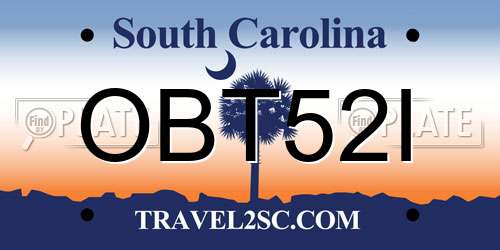 OBT52I South Carolina License Plate
