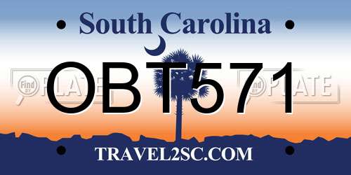 OBT571 South Carolina License Plate