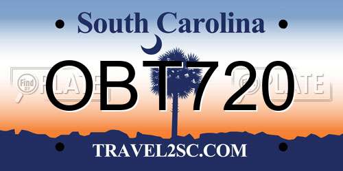 OBT720 South Carolina License Plate