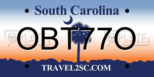 OBT77O South Carolina License Plate