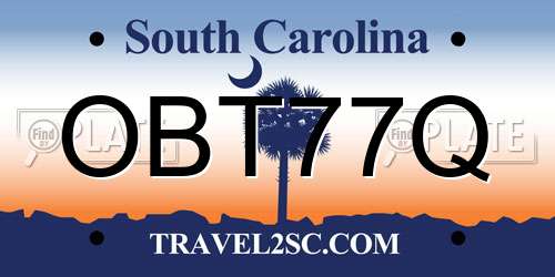 OBT77Q South Carolina License Plate