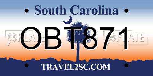 OBT871 South Carolina License Plate