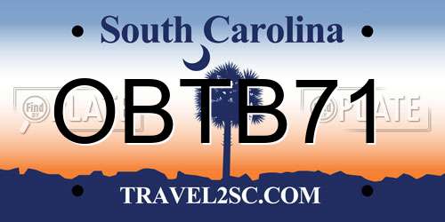 OBTB71 South Carolina License Plate