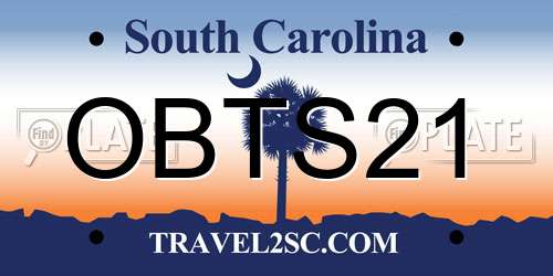 OBTS21 South Carolina License Plate