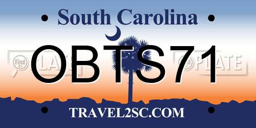 OBTS71 South Carolina License Plate