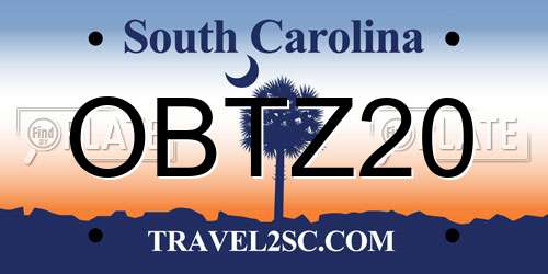 OBTZ20 South Carolina License Plate