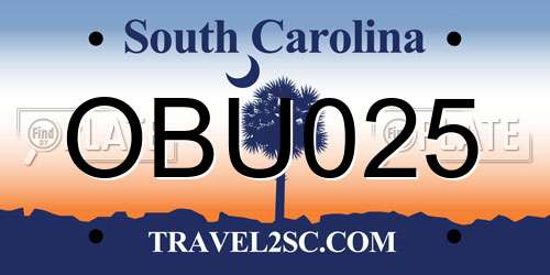 OBU025 South Carolina License Plate
