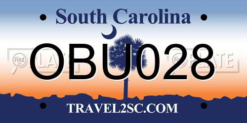 OBU028 South Carolina License Plate
