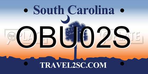 OBU02S South Carolina License Plate