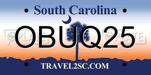 OBUQ25 South Carolina License Plate