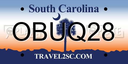OBUQ28 South Carolina License Plate