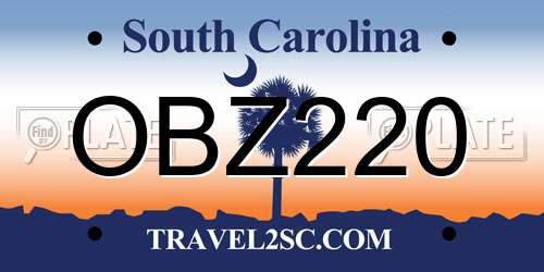 OBZ220 South Carolina License Plate