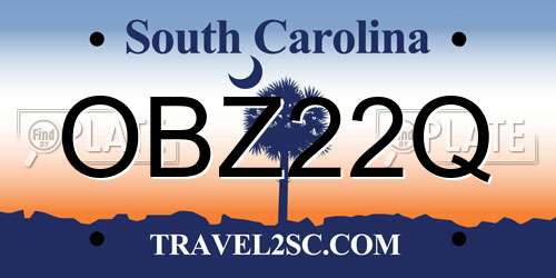 OBZ22Q South Carolina License Plate