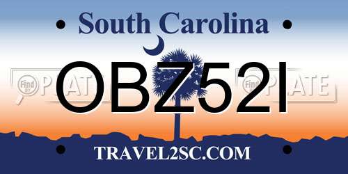 OBZ52I South Carolina License Plate