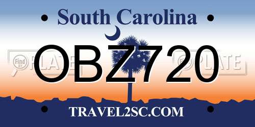 OBZ720 South Carolina License Plate
