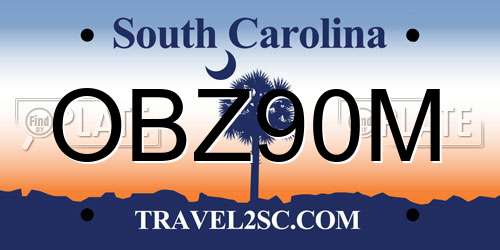 OBZ90M South Carolina License Plate