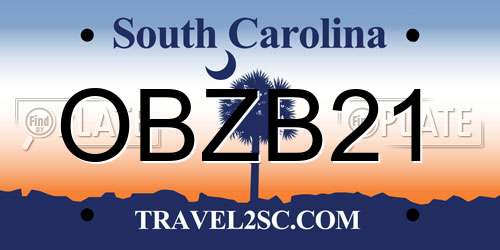 OBZB21 South Carolina License Plate