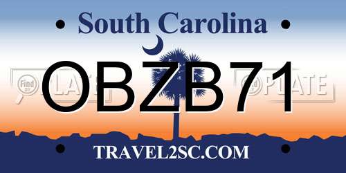 OBZB71 South Carolina License Plate