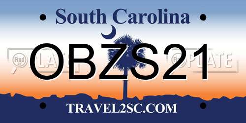 OBZS21 South Carolina License Plate