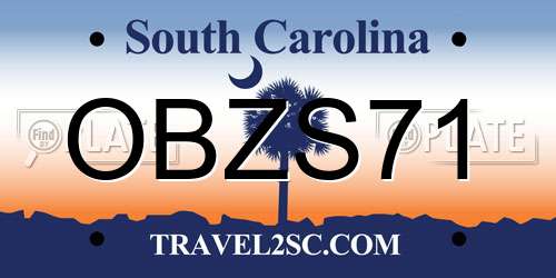 OBZS71 South Carolina License Plate