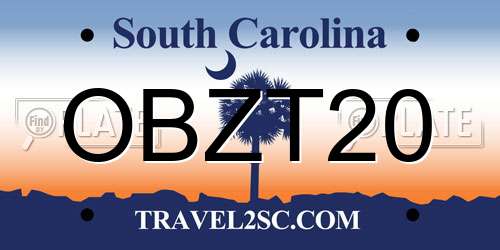 OBZT20 South Carolina License Plate