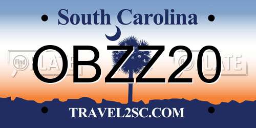 OBZZ20 South Carolina License Plate
