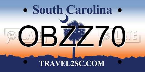 OBZZ70 South Carolina License Plate