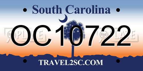 OC10722 South Carolina License Plate