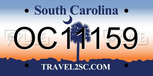 OC11159 South Carolina License Plate