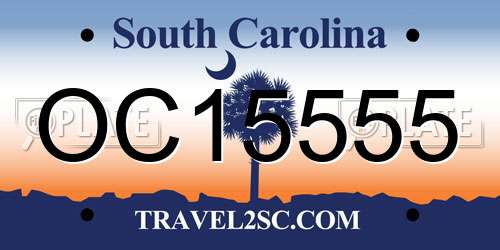 OC15555 South Carolina License Plate