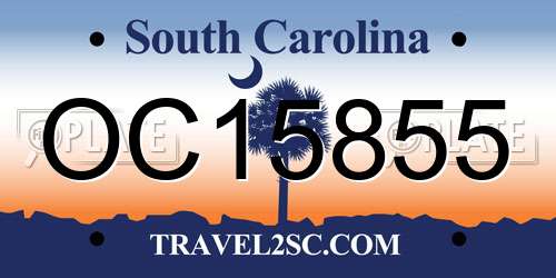 OC15855 South Carolina License Plate