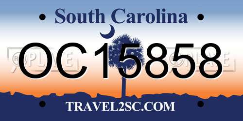 OC15858 South Carolina License Plate