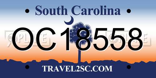 OC18558 South Carolina License Plate
