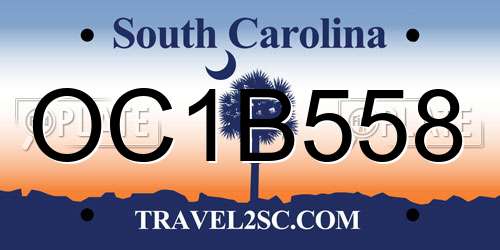 OC1B558 South Carolina License Plate