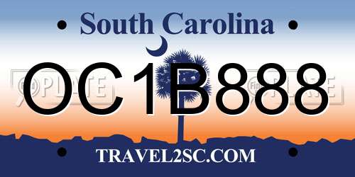 OC1B888 South Carolina License Plate