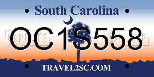 OC1S558 South Carolina License Plate