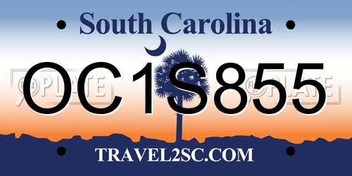 OC1S855 South Carolina License Plate