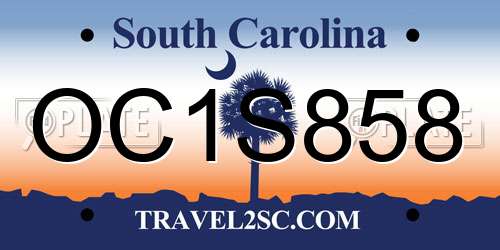 OC1S858 South Carolina License Plate