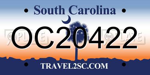 OC20422 South Carolina License Plate