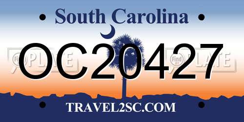 OC20427 South Carolina License Plate