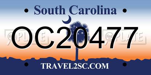 OC20477 South Carolina License Plate
