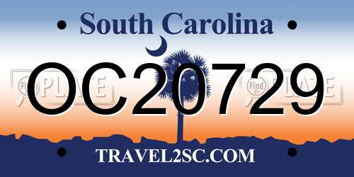 OC20729 South Carolina License Plate